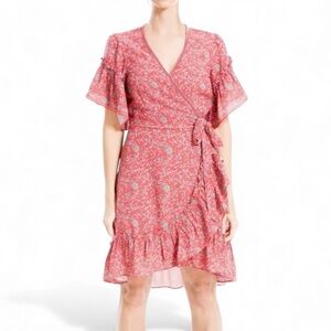 Max Studio | Coral and White Floral Blouse, Size M, NWT